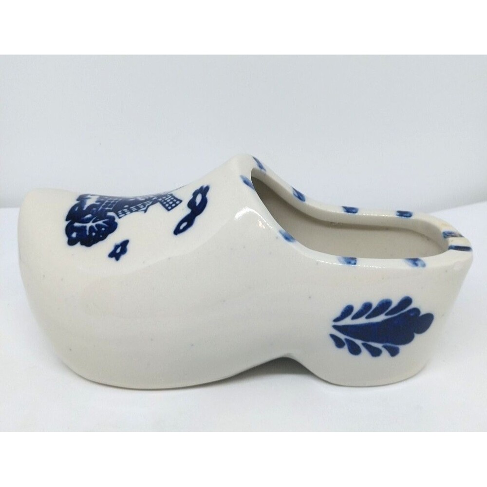 Geerlings GRHs Inc. Blue Dutch Clog Ceramic Planter Windmill Shoe